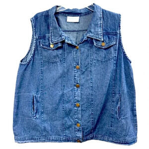 The Skyline Collection Sleeveless Denim Vest Blue Size Medium Women's Top